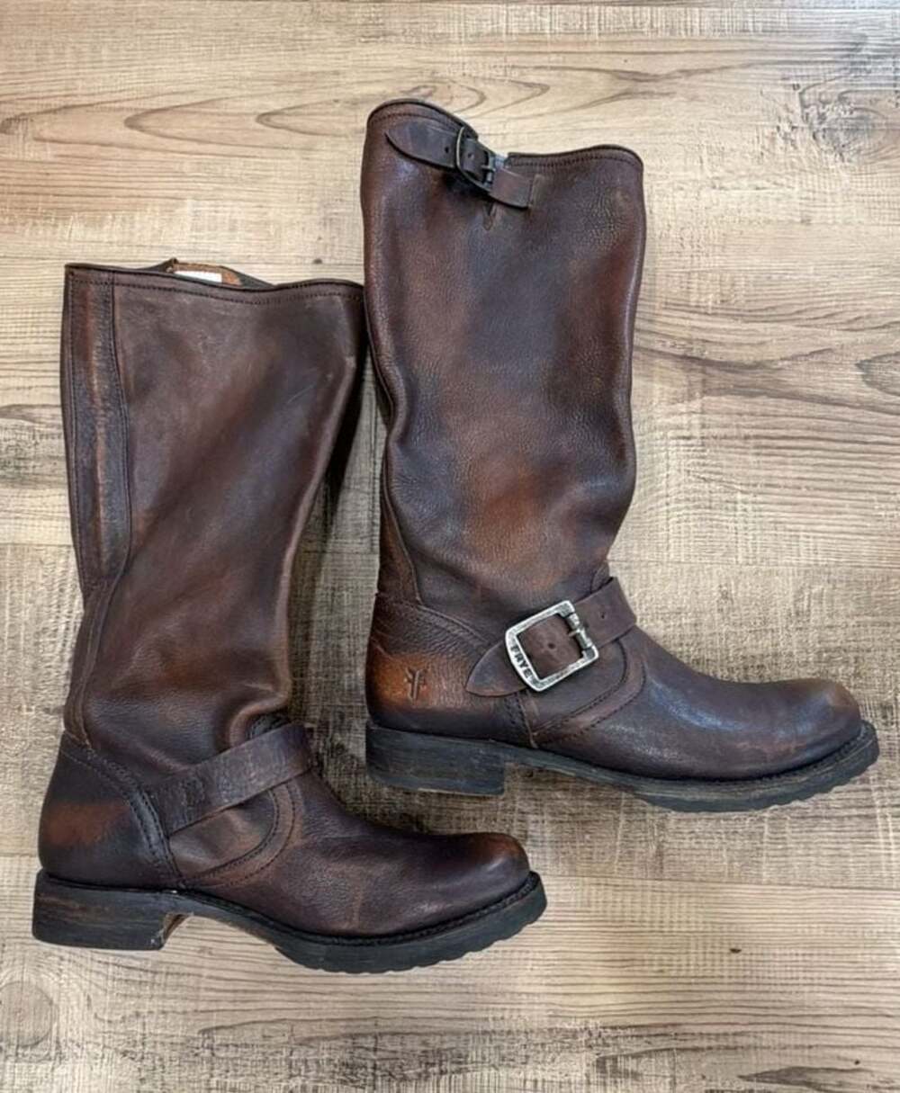 Frye Veronica Slouch Leather Boots in Dark Brown Fall Style Size 7